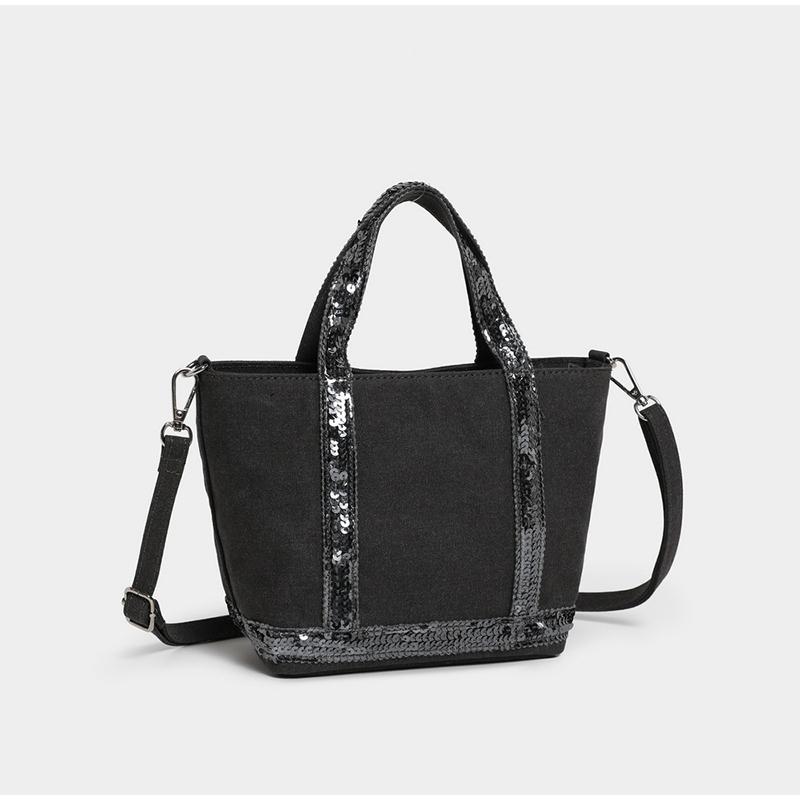 Fashi Brand Sequined Small Square Bag Simple Retro Fashi Handbag Commute Travel Unisex Zipper Shoulder Messenger Canvas Bag