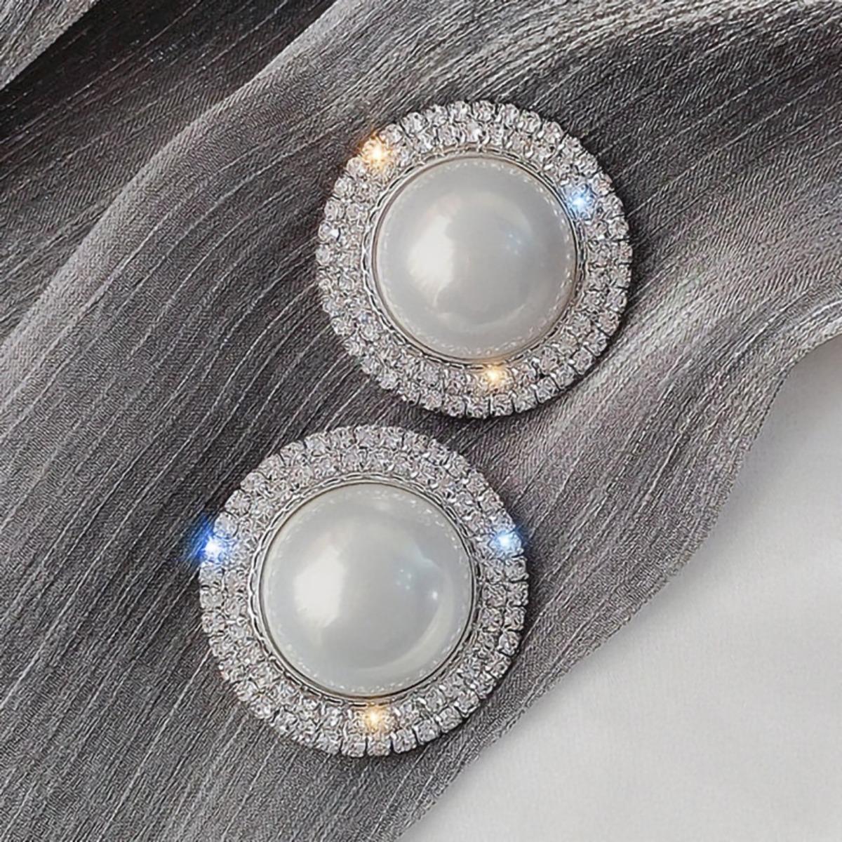 French Style Elegant Micro-Paved CZ Halo Pearl Earrings