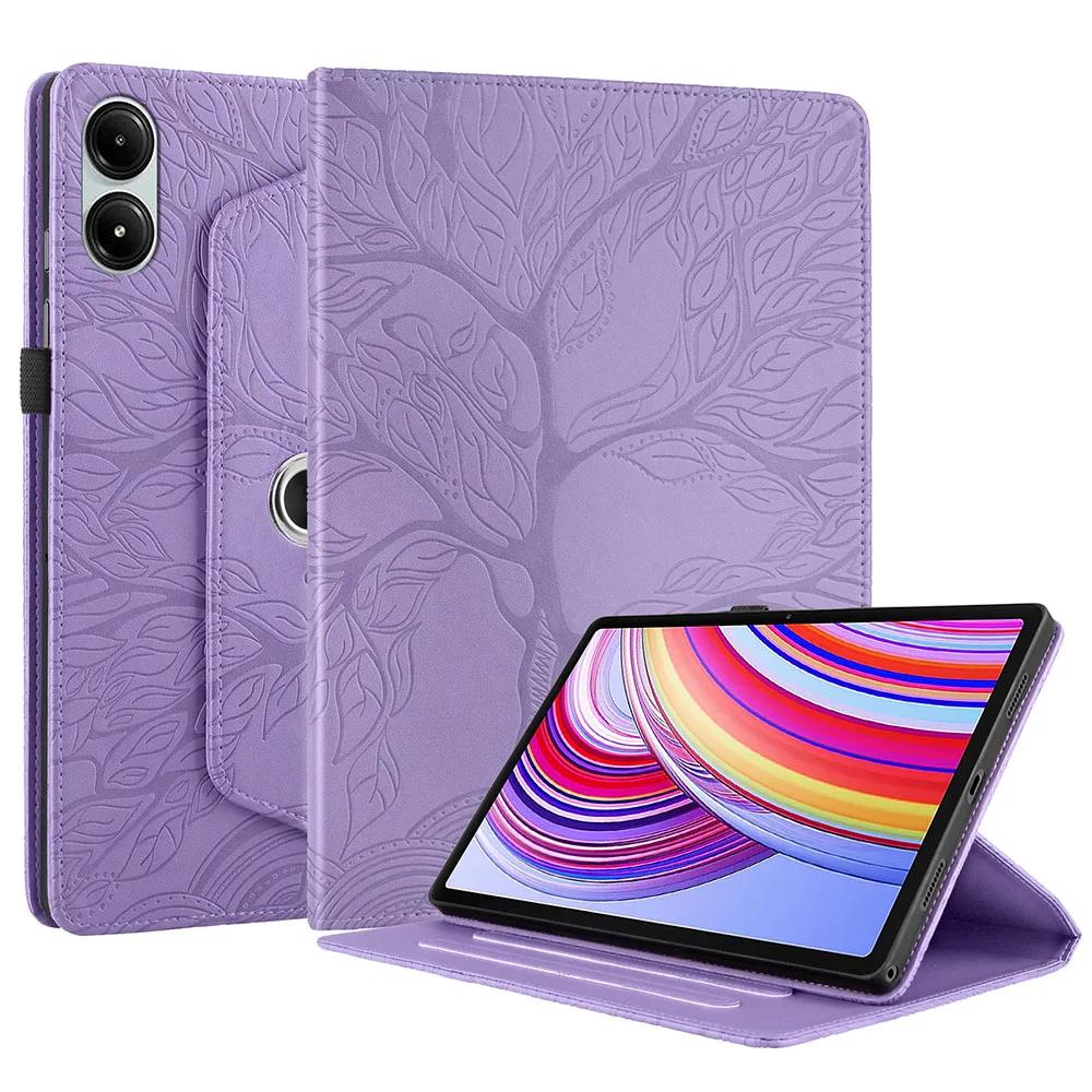 Redmi SE 2025 New Tablet Case for XIAOMI Redmi Pad SE 11 Inch 2025 3D Tree Embossed PU Leather Cover 360° Rotation Bracket Funda