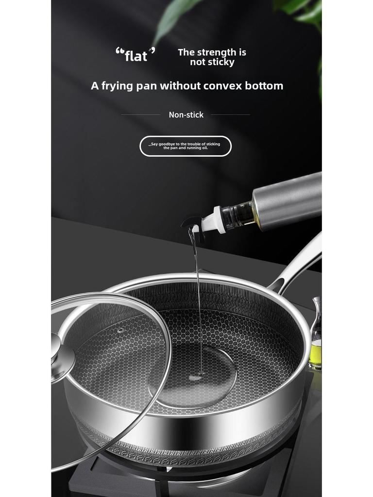 Vertiefte, antihaftbeschichtete Bratpfanne aus Edelstahl 316 mit Wabenstruktur für den Haushalt, kompatibel mit allen Herdplatten
