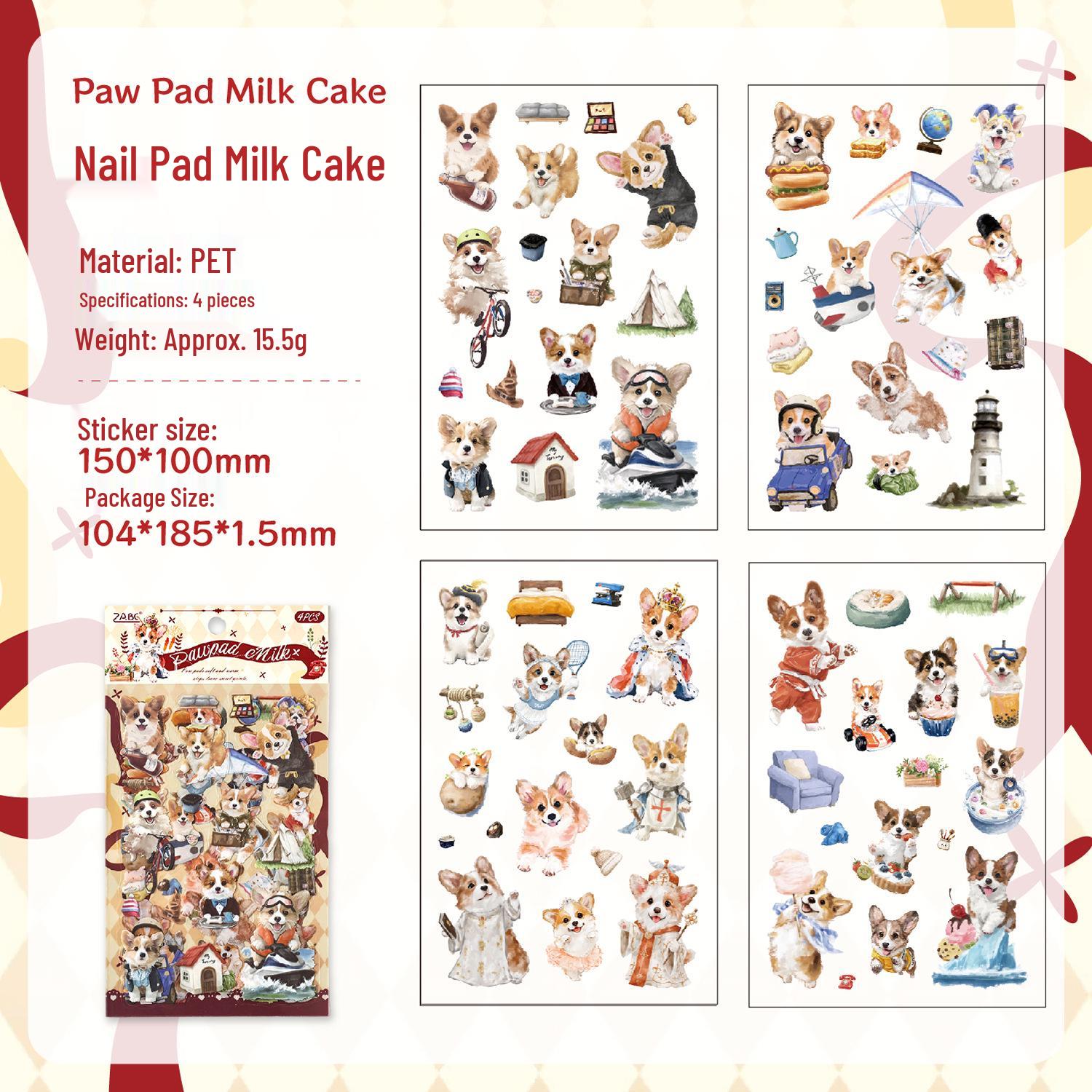 

ZABC Paw Print Companion Series: Clear PET Die-Cut Sticker Sheets, Cartoon Animal Scenes (4 Sheets)