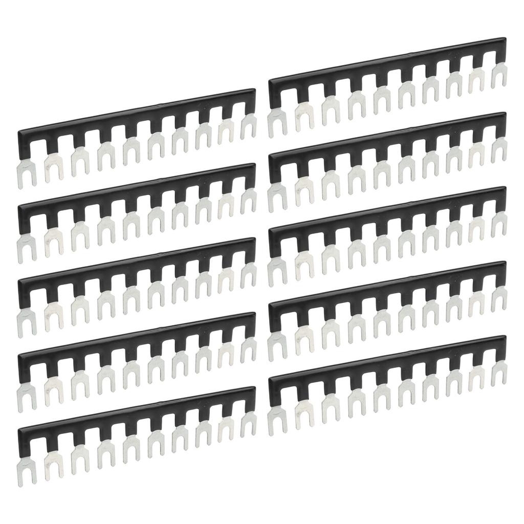 10Pcs 25A Jumper Block Terminal Strips Insulated TB Barrier Strip Fork Type Terminal Stripe Strips Black TB 2510