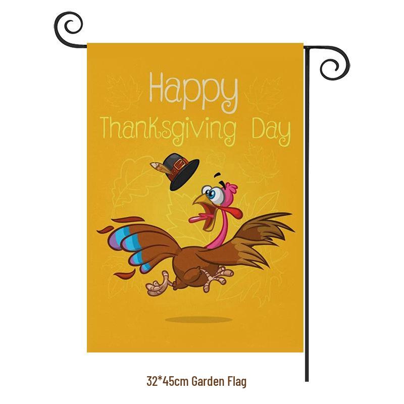 Turkey Yard Decoration Flag: Halloween Pumpkin & Thanksgiving Festival Garden Flag
