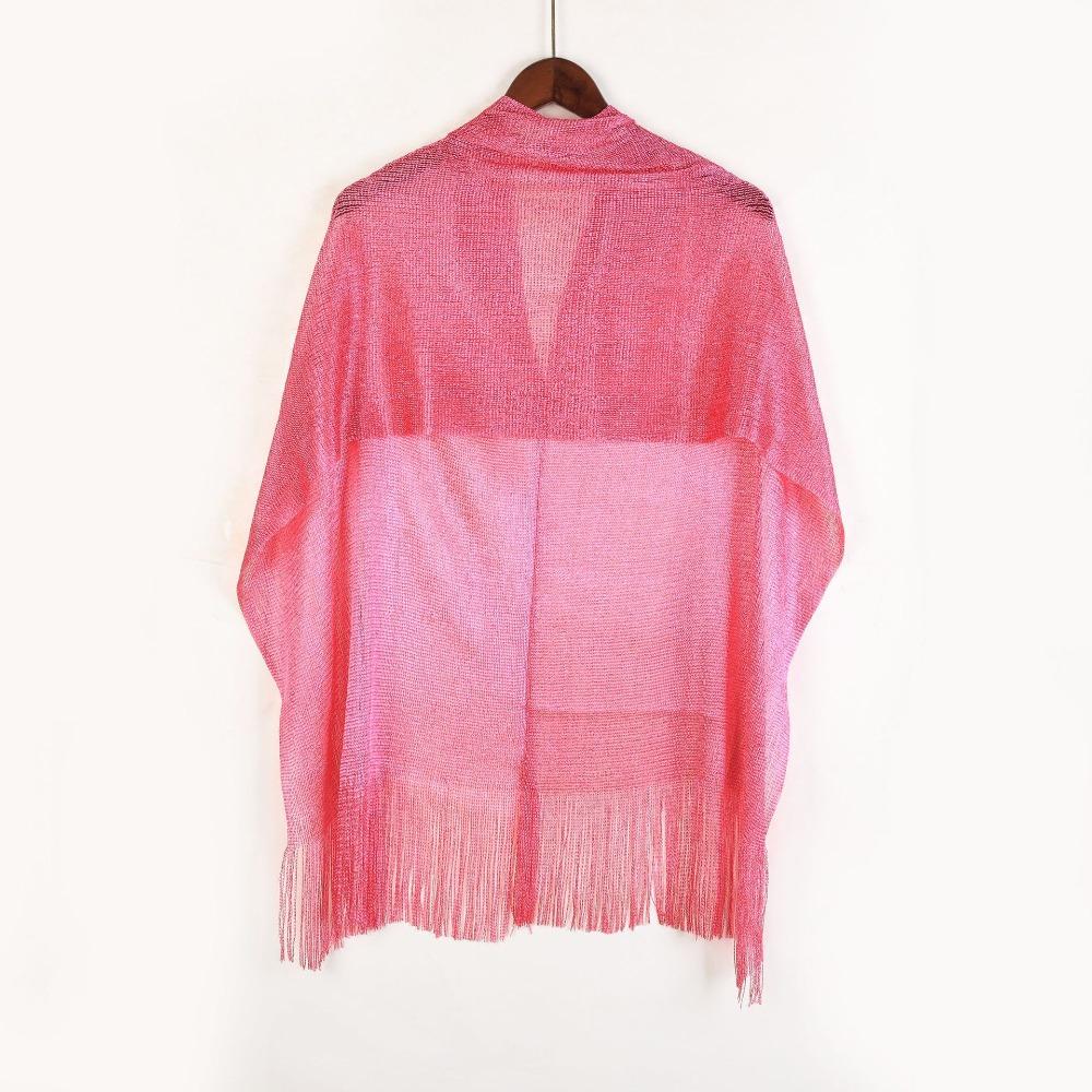 Gold Silver Shiny Silk Shawl Bright Silk Fashion Hijab Evening Dress Scarf Wedding Occasion Rose Red