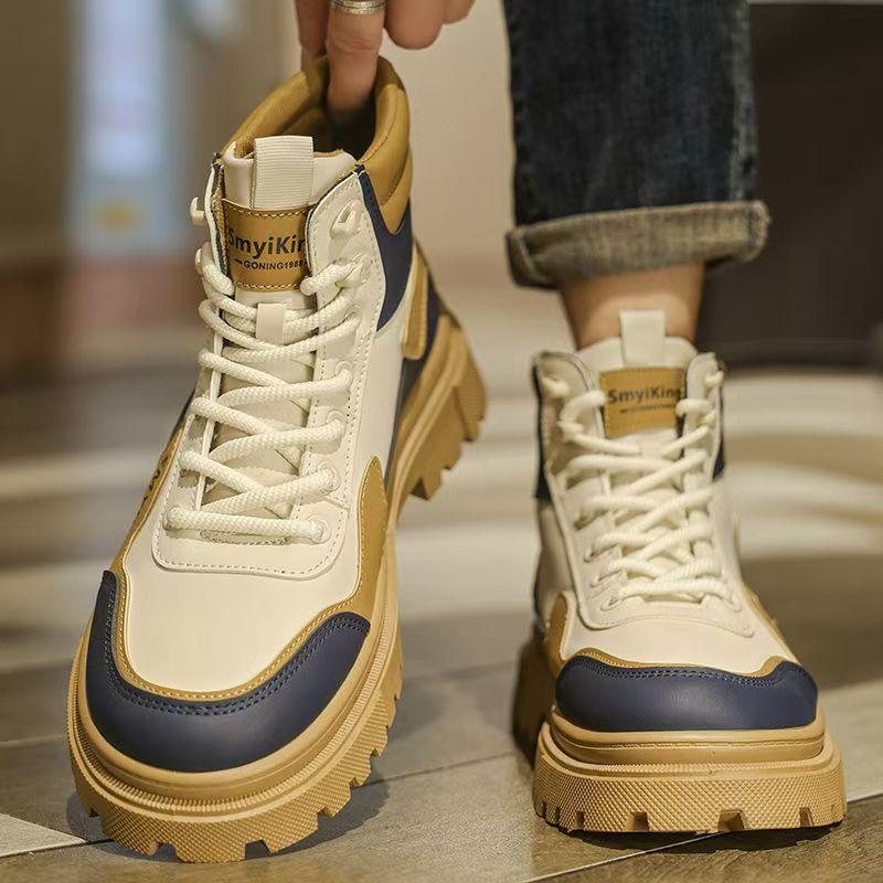 

Martin boots men s new autumn high-top thick-soled heightening British wind boots men s locomotive casual shoes 44