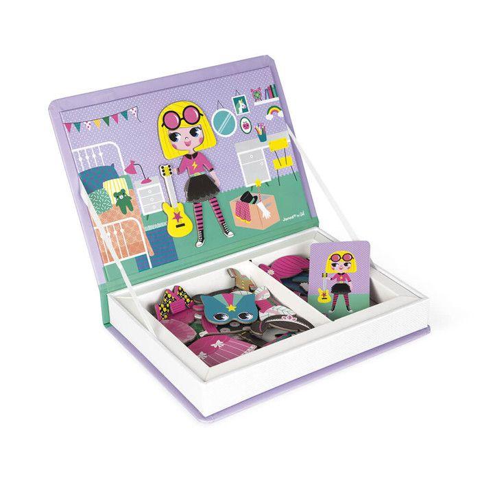 Jeu éducatif magnétique en carton - janod - magnéti'book déguisements fille - violet - 1 joueur ou plus - enfant