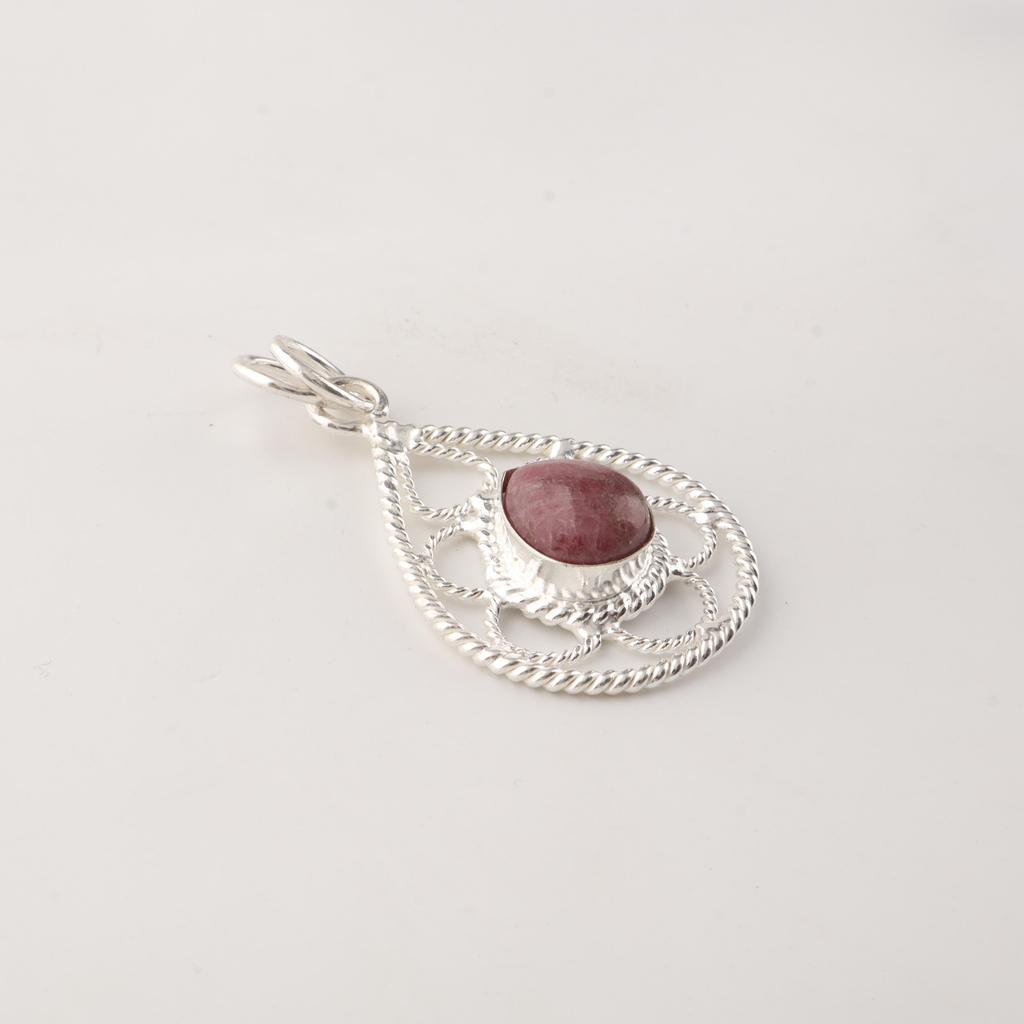 Black Rhodonite Gemstone 925 Sterling Silver Designer Jewelry pendant 1.40" For Anniversary Gift PP-19-22