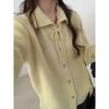 Early spring atmosphere sweet lace-up single-breasted loose knitted coat women's long-sleeved simple solid-color coat