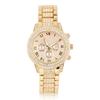 Fashionable Women Female Rhinestone Watches Alloy Strap Analog Wristwatch Gift(Gold)