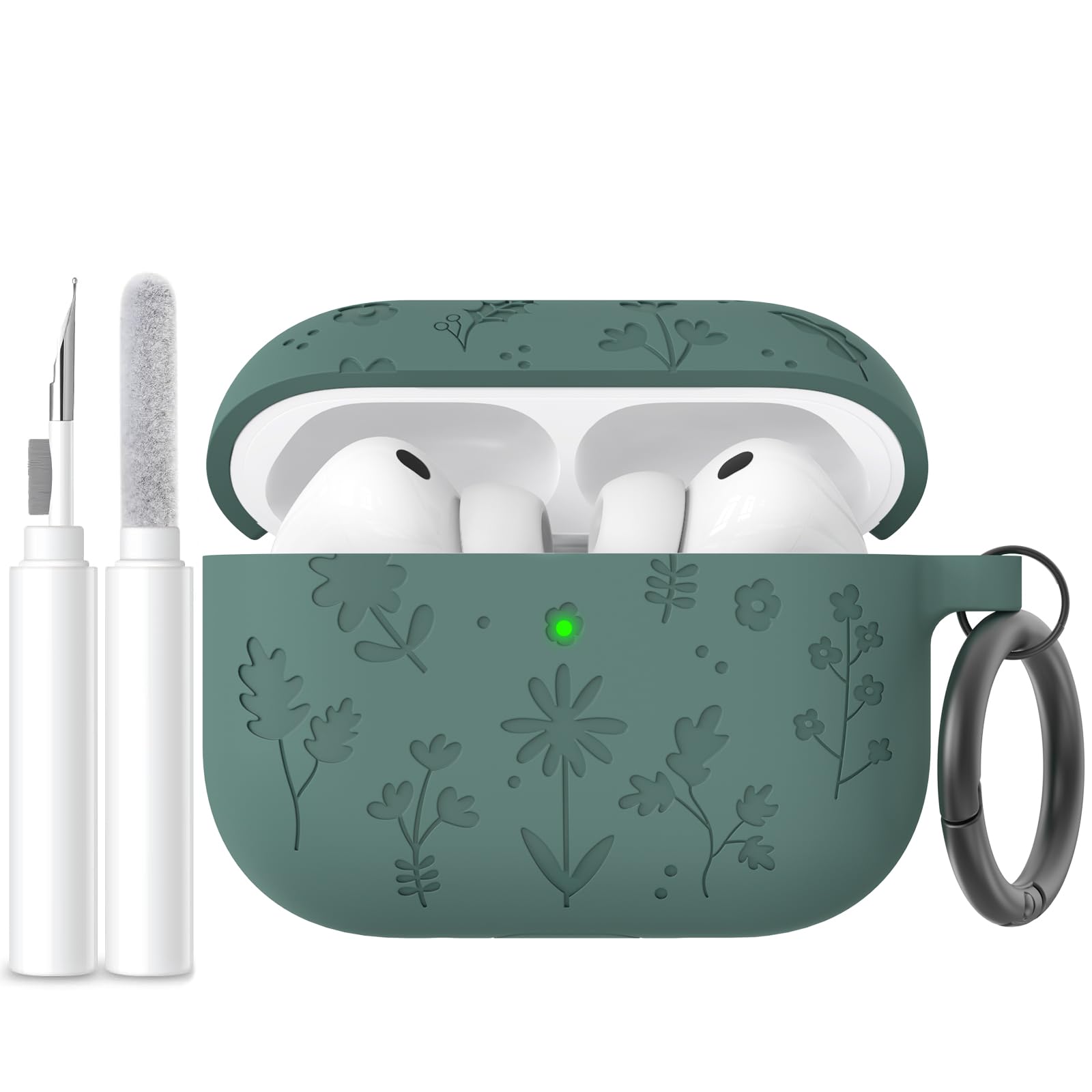 

Для AirPods Pro 3 Чехол для наушников Силиконовый с гравировкой цветка для AirPods Pro 3-го поколения Чехол с набором для чистки для AirPods Pro 3 For AirPods Pro 3