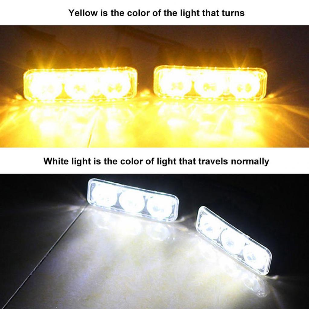 2ks Super jasné 3-LED hliníkové auto denné svietenie do hmly DC 12V