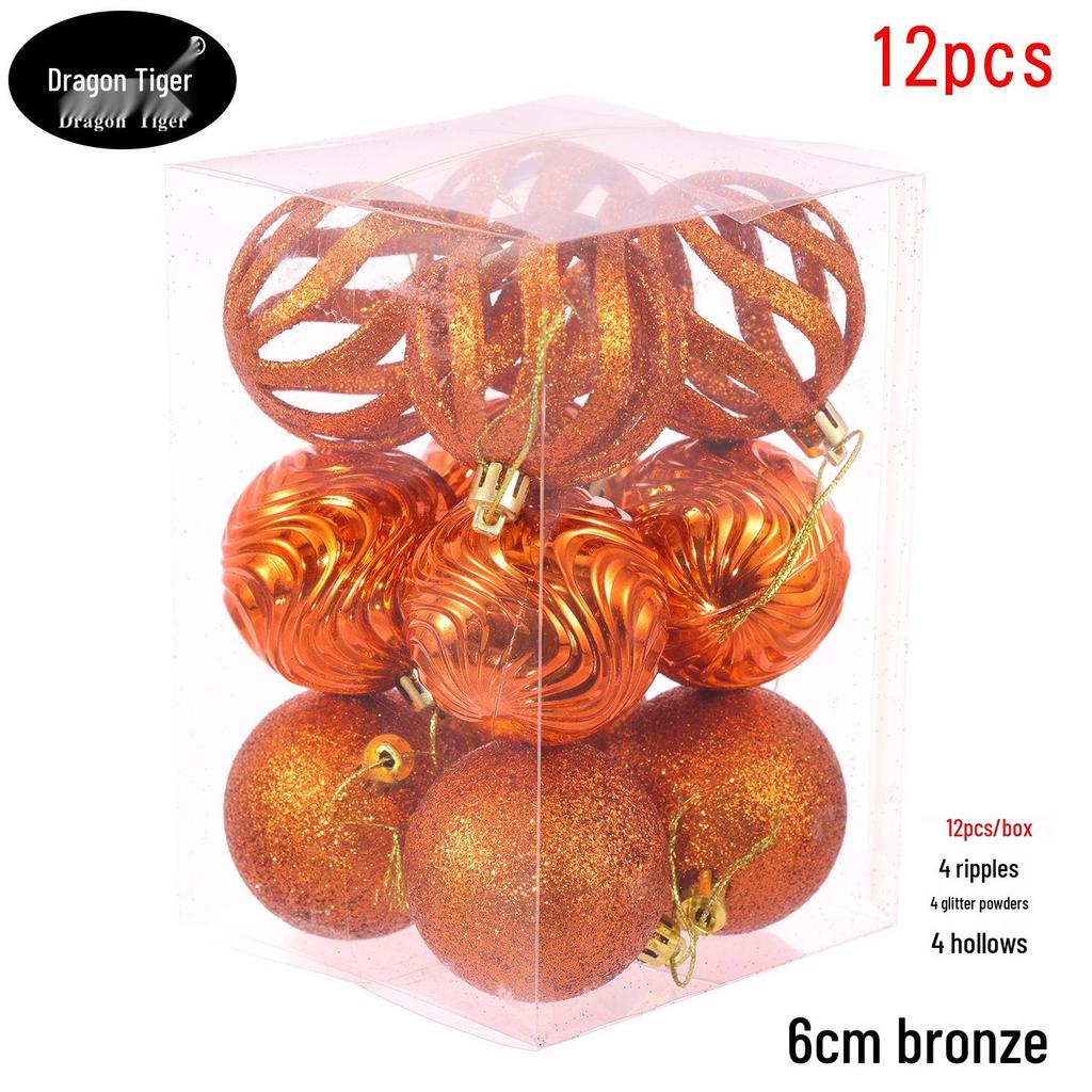 6cm 12pcs Glitter Hollow Christmas Ball Set for Tree, Window, Mall, or Ceiling Decor