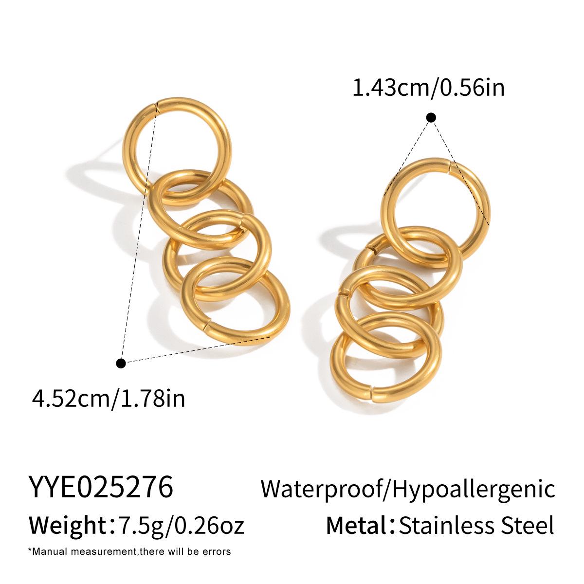 Xia Ling 18K Gold Electroplated Stainless Steel Round Earrings for Women
