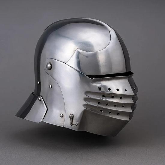 

Шлем саллет в стиле Максимилиана Идеально подходит для ярмарки эпохи Возрождения, косплея, LARP, костюма на Хэллоуин Аутентичная стальная броня Реплика Ручная работа