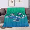 Plüsch bedruckte Decke Vancouver Canucks Johnny Canuck Eishockeyspieler Maskottchen Grün Blau NHL Kunst für Eishockeyfan Wanddeko