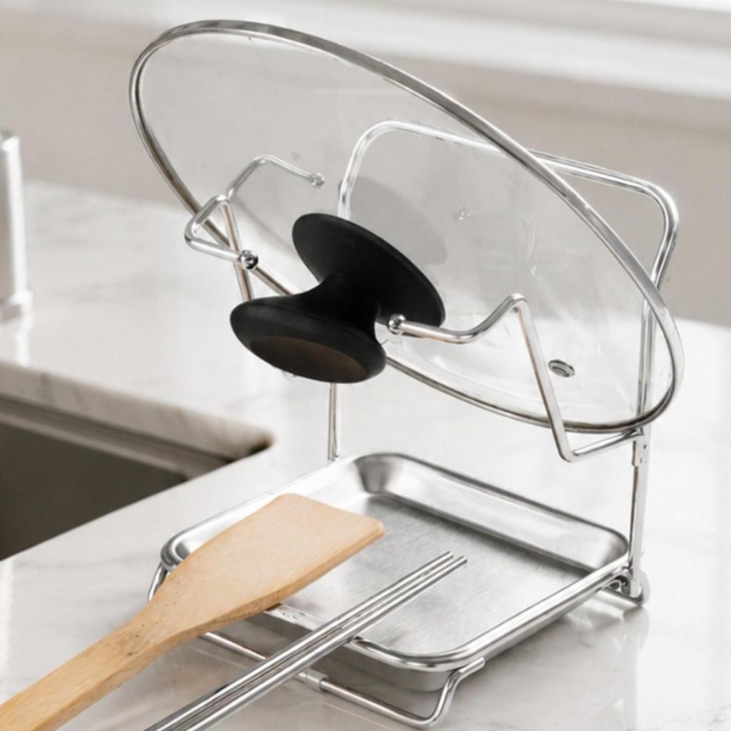 Pot Lid Rack with Drain Tray Countertop Pot-Lid Board Holder Vertical
