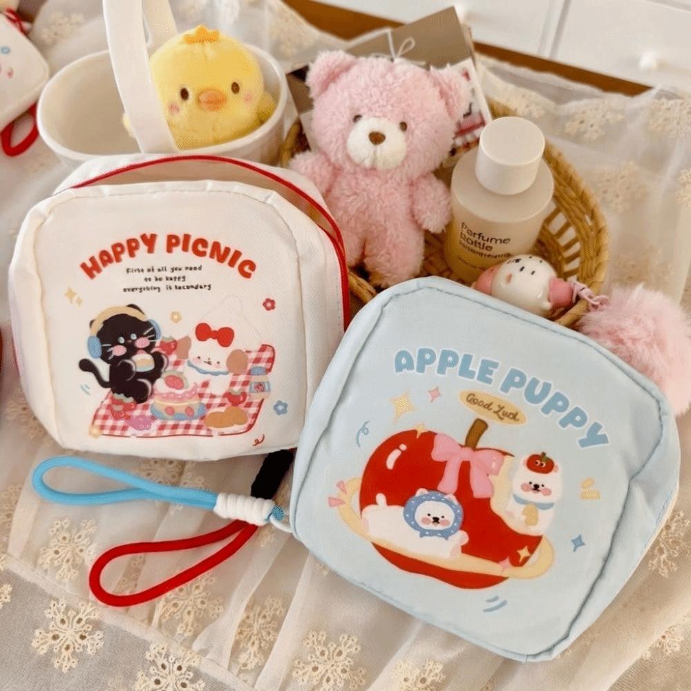 Large Capacity Coin Purse Multifunctional Portable Sanitary Napkins Storage Bag with Zipper with Handle Cosmetic Bag