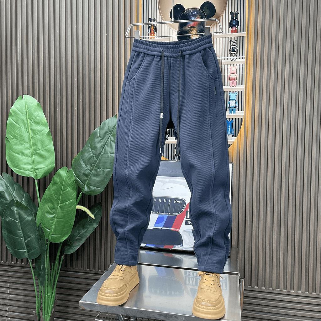 Autumn and Winter New Trendy Men's Pants Popular Handsome Warm Versatile Pants Fleece Thickened Thin Pants Casual Pants
