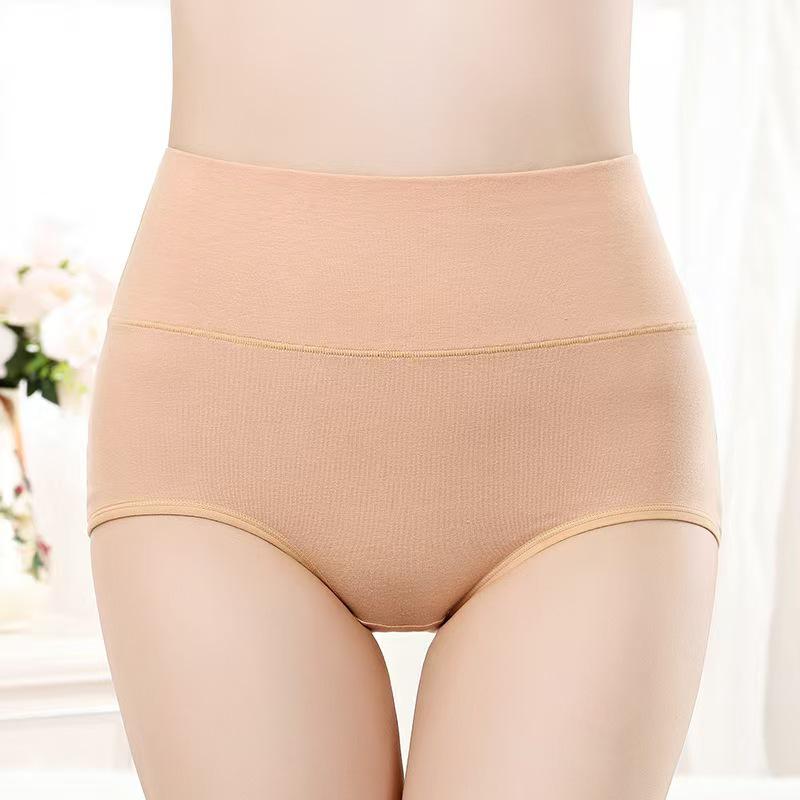 Women's High-Waisted Seamless Butt-Lifting Tummy-Control Cotton Underwear - Morandi Colors, Large Size Triangle Shorts