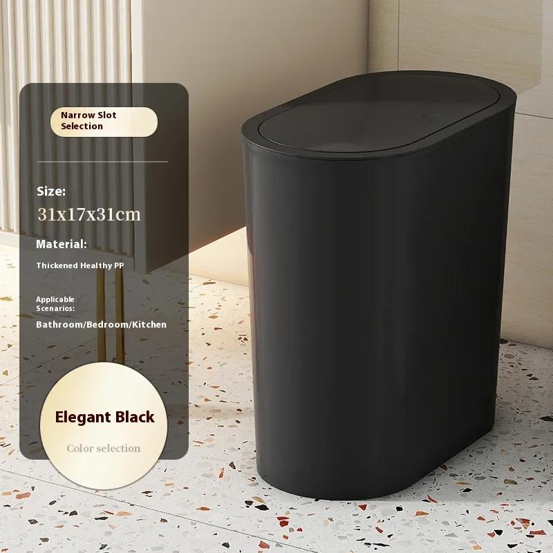 Papelera Lateral Estrecha con Tapa Cubos de Basura Tipo Pulsador Colores Sólidos Puede Botes de Basura DIY Cubo de Basura de Cocina Cubos para Baño del Hogar
