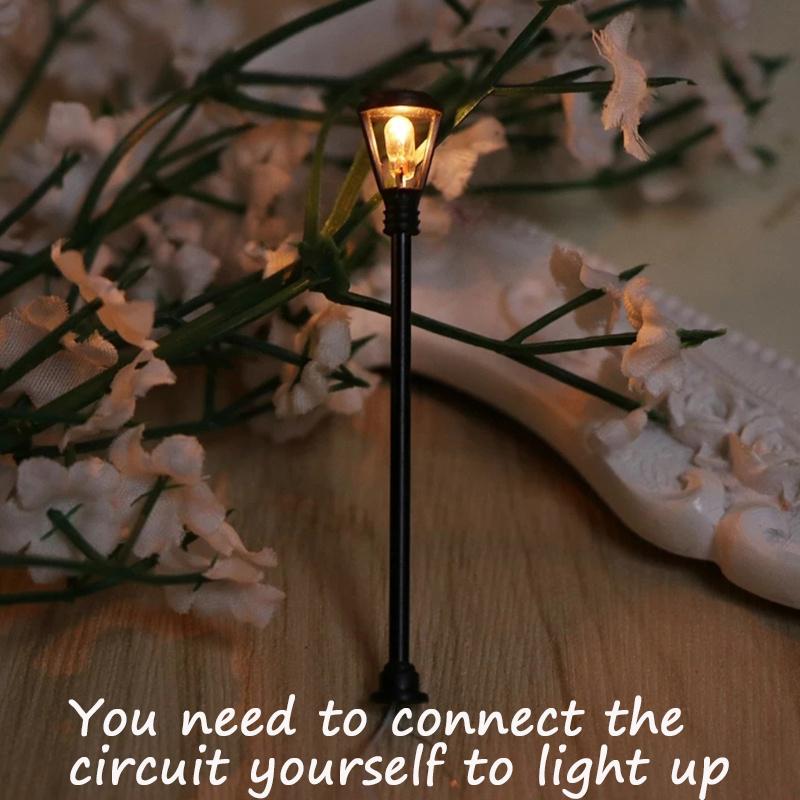 5pcs 6.5cm Model Led Lamppost Dollhouse Miniature Lamps Street Light Garden Light Scale Model Toy