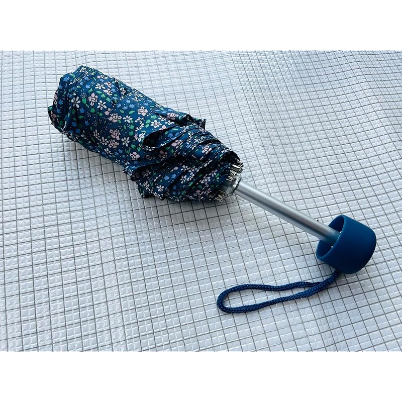 No-brand item ladies folding umbrella compact lightweight cute floral pattern blue