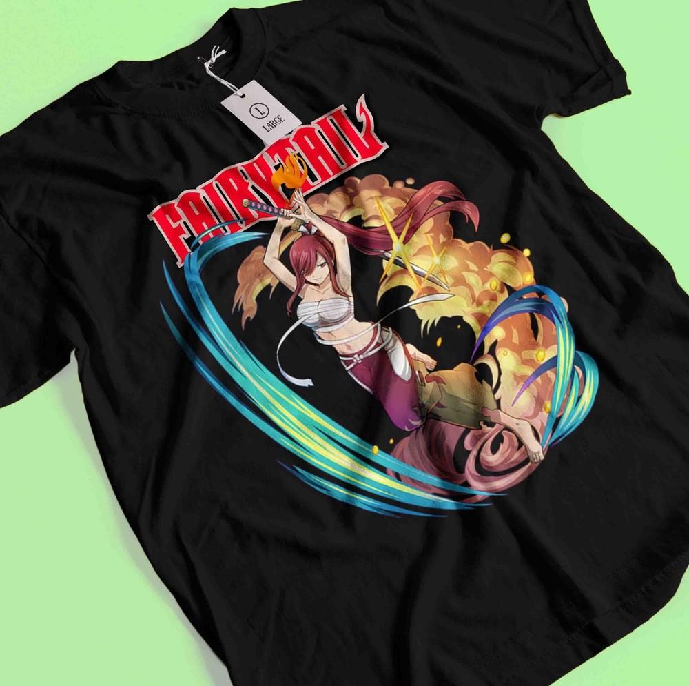

Футболка Fairy Tail Нацу Драгнил Футболка Эрза Скарлет Футболка Люси Хэппи Лаксус Футболка M