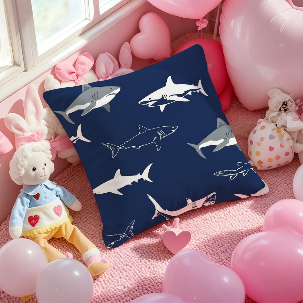 Decorative Blue Geometry Pillow Case Soft Plush Fabric Double-Sided Printed Cushion Cover Warm Winter Sofa Pillow Case