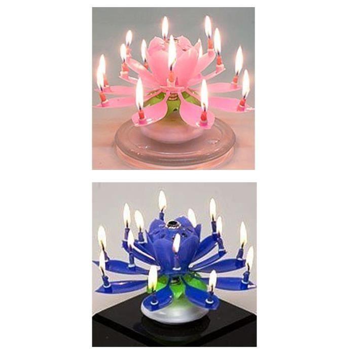 Bougie à musique - XY FR - Lotus Fleur - Non-toxique - 12x6x6cm - Anniversaire enfant