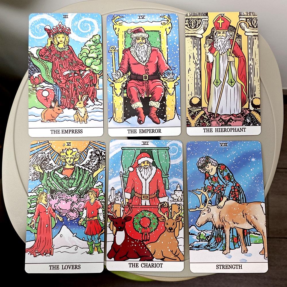 Winter Waite Tarot, 78-teiliges Tarot mit Bildern vor winterlichem Hintergrund, basierend auf dem Rider Tarot des RWS-Systems, 12 x 7 cm