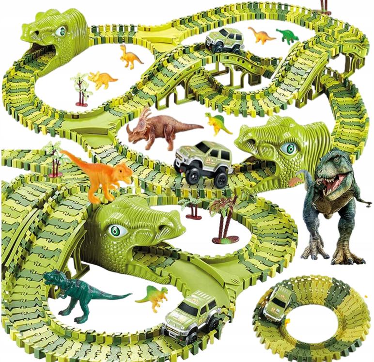Dinosaur Racetrack Mega Park Construction Set 240 Pieces XXL