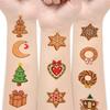 54pcs Temporary Tattoo Christmas Tree Waterproof Long-lasting Body Stickers Candy Cane Gingerbread Man For Adults