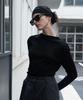 320SHOWROOM Mock Neck Wool Long Sleeve T-Shirt Black