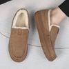 Men'S Thickened Indoor Slippers, Vintage Casual Fashion, Soft Sole, Round Toe, EVA Sole, Fabric Upper and Inner, for Winter Daily Casual Wear