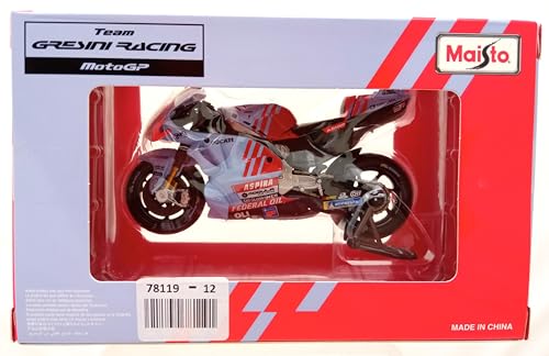 Maisto 1/18 Scale Diecast Model Car 2024 Gresini Racing Ducati Desmosedici #73 Alex Marquez Light Blue / Finished Motorcycle Model 36399#73