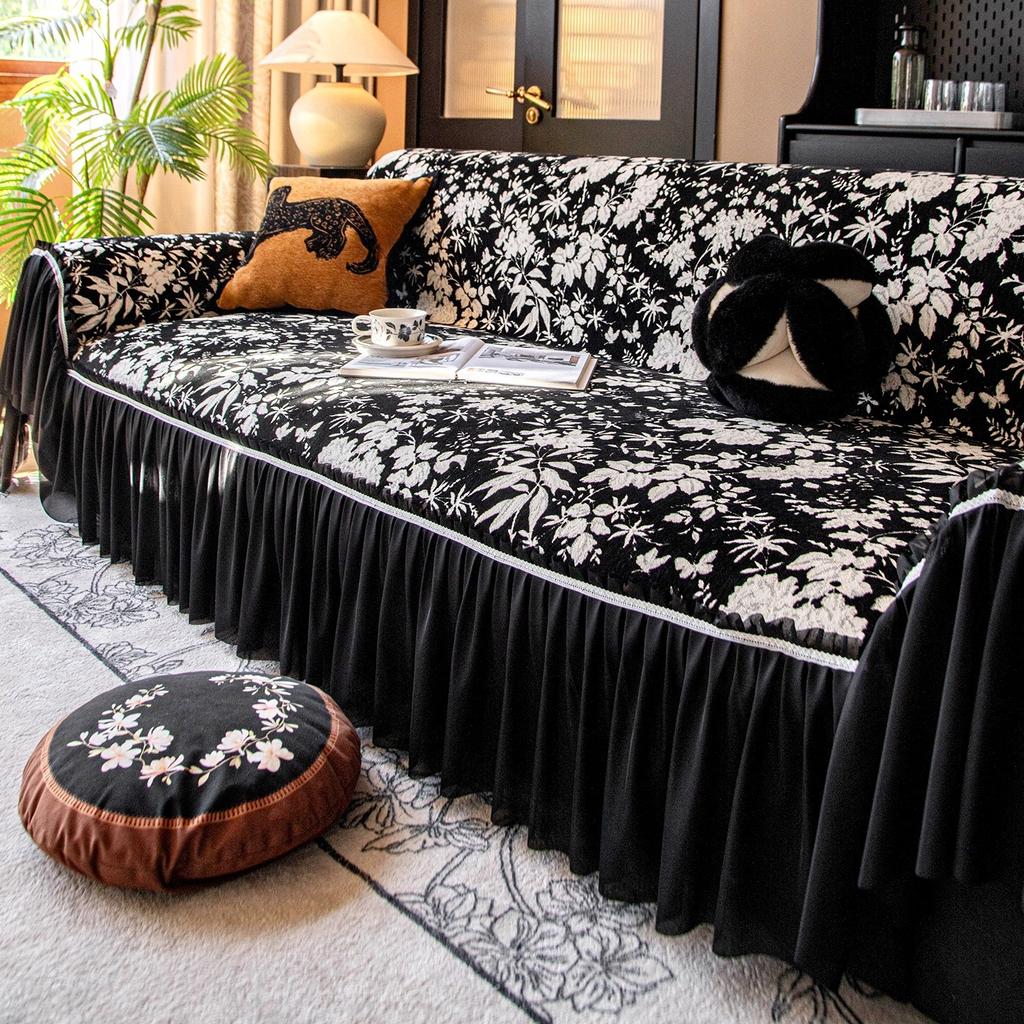 A whole full-cover chenille sofa towel 2025 new four-season universal lazy straight row sofa cover, anti-cat scratch