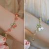 Fashion Red Flower Beaded Bracelet For Women Vintage Elegant Crystal Shell Flower Charm Bracelet Jewelry Party Gift