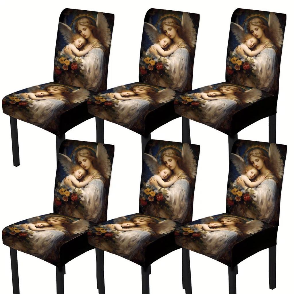 Holiday Print Stretch Chair Cover for Dining, Hotel, or Garden Chairs, Single Piece