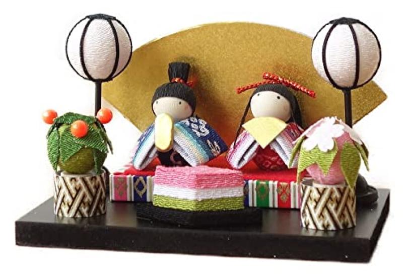 

Hina Mini Handmade Yayoi-za Doll, Compact, Cute, Chirimen, Size,