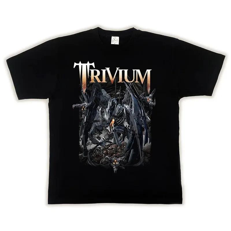 2024 MEGADETH TRIVIUM Popular Pattern Printed European and American Rock High Street T-shirt Cotton Summer Short Sleeved Top