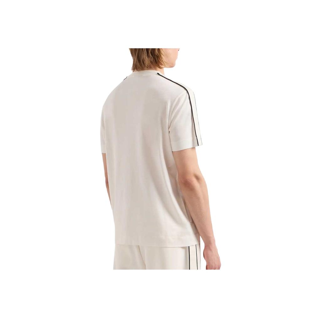 Emporio Armani SS24 Logo Strap Crew Neck Straight Cut Short Sleeve T-Shirt Men Tops Beige 3D1TD3-1JUVZ-0128