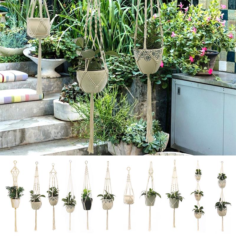 Macrame Plant Hanging Flowerpot Hanging Planter Hanging Baskets Handmade Plant Holder Net Hanger for Wall Decoration
