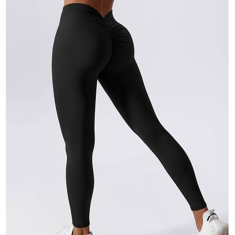 Women's Scrunch Butt Leggings, Mid Rise Seamless Workout Yoga Pants with V-Back Waistband for Gym