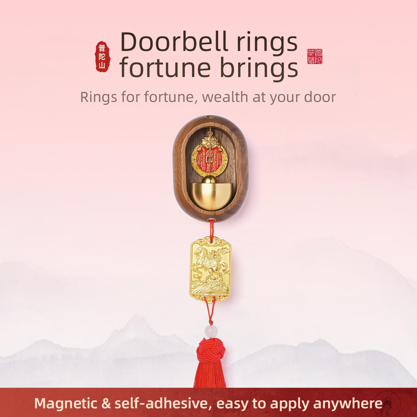

Horse Year Wealth Wind Chime Door Bell, Feng Shui Hanging Ornament for Home Entrance, Golden Prosperity Lucky Charm Gift
