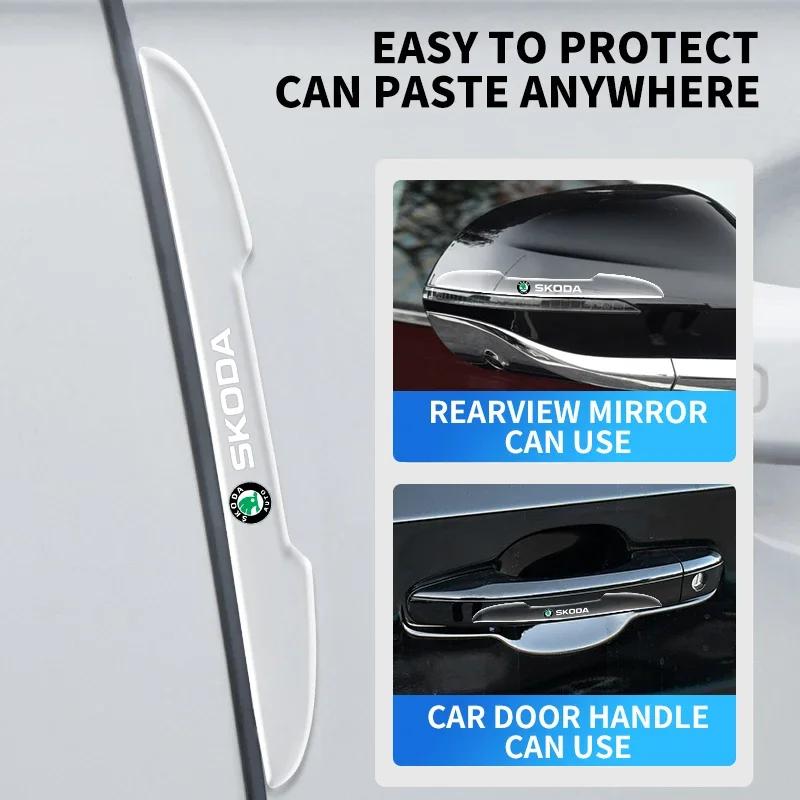 Invisible Car Door Handle Side Edge Protection Guards For Skoda Fabia 2 Octavia 3 Rapid Superb Accessories Led Luggage Styling euw321