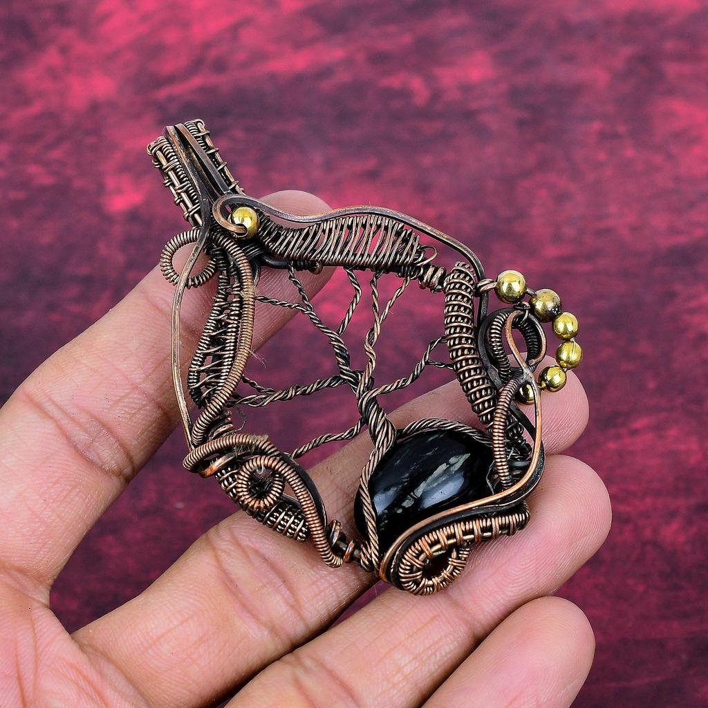 Tree Of Life Picasso Jasper Pendant Original Gemstone Jewelry Copper Wire Wrapped Pendant