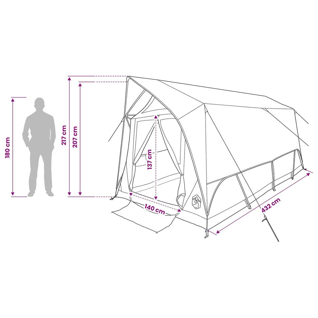 Tunnel Tent with Roof Army Green 8 Person Polyester and Steel