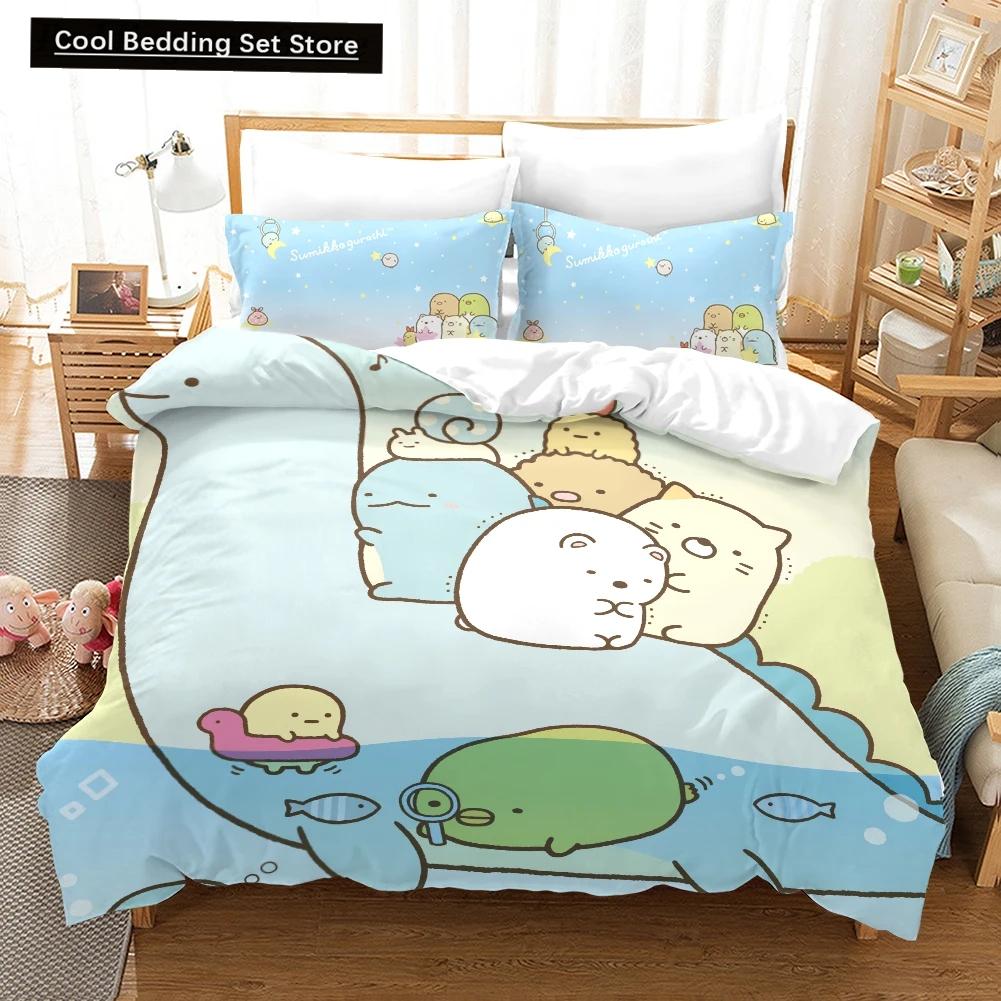 Cartoon Sumikko Gurashi Bedding Set,Duvet Cover Comforter Bed Set Quilt Cover Pillowcase,King Queen Twin Size Boys Girls Adults