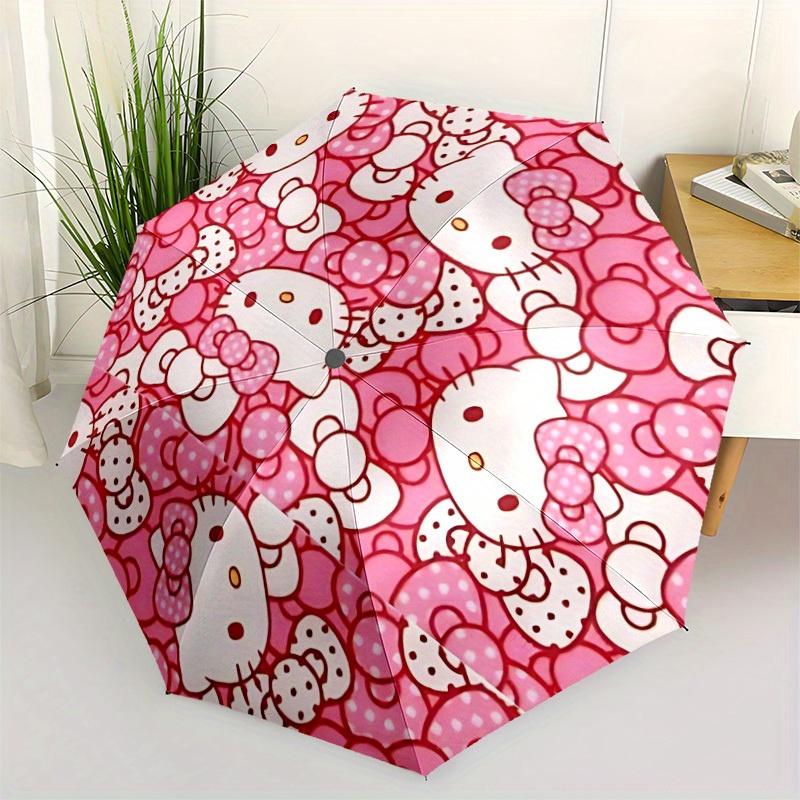 1pc Hello Kitty Auto Personality Personality Umbrella 8-Bone Design Compact Gear for Outdoor Travel, Perfect Helloween Chrismas Gift for Friends or Fa