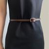 Genuine leather belt - premium suit & dress belt - slim belt - cowhide knotted belt